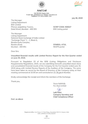 Thumbnail Atul Quarterly Report 2019-q1