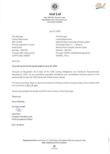 Miniature Atul Rapport trimestriel 2022-q1