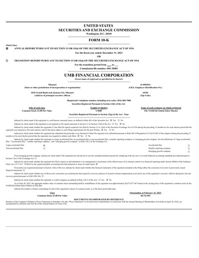 Thumbnail UMB Financial Annual Report 2023