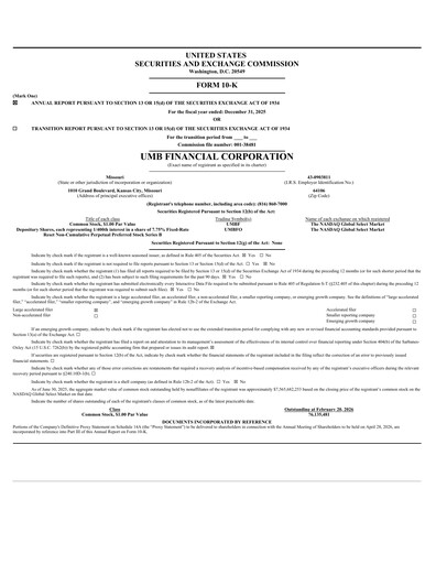 Thumbnail UMB Financial Annual Report 2025