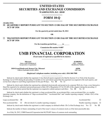 Thumbnail UMB Financial Quarterly Report 2012-q2