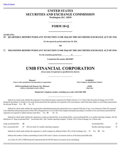 Thumbnail UMB Financial Quarterly Report 2016-q2