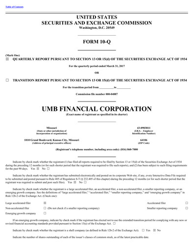 Thumbnail UMB Financial Quarterly Report 2017-q1