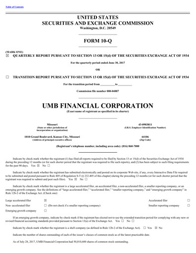 Thumbnail UMB Financial Quarterly Report 2017-q2