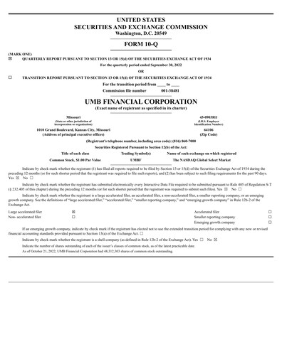 Thumbnail UMB Financial Quarterly Report 2022-q3