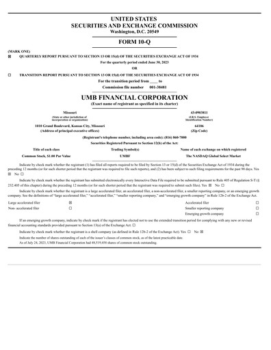Thumbnail UMB Financial Quarterly Report 2023-q2