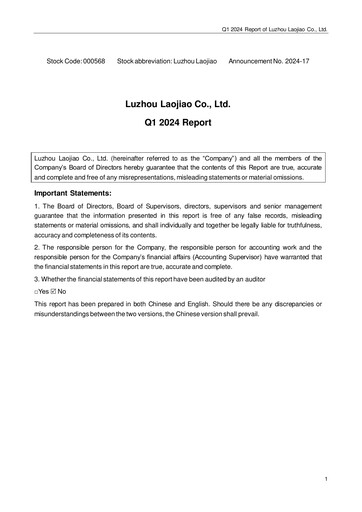 Thumbnail Luzhou Laojiao Quarterly Report 2024-q1