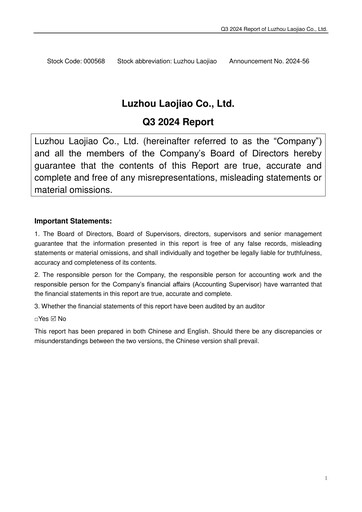Thumbnail Luzhou Laojiao Quarterly Report 2024-q3