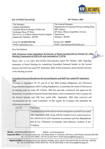Thumbnail LIC Housing Finance
 Quarterly Report 2024-q2