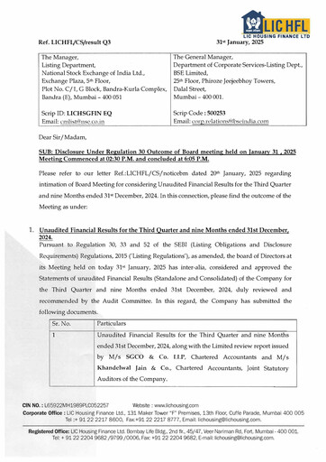 Thumbnail LIC Housing Finance
 Quarterly Report 2024-q3