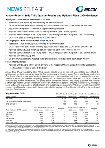 Thumbnail Amcor Quarterly Report 2026-q3