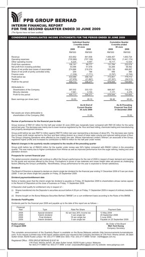 Thumbnail PPB Group Berhad Quarterly Report 2009-q2