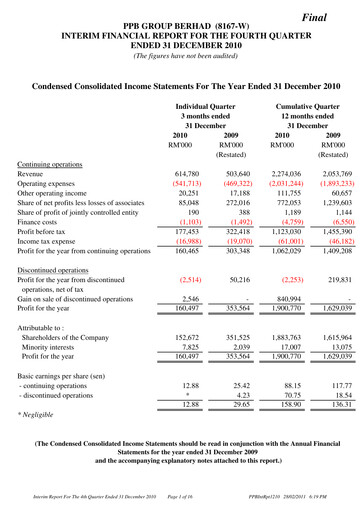 Thumbnail PPB Group Berhad Quarterly Report 2010-q4