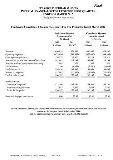 Thumbnail PPB Group Berhad Quarterly Report 2012-q1