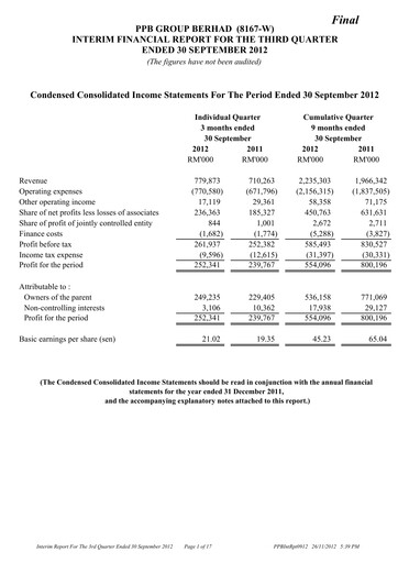Thumbnail PPB Group Berhad Quarterly Report 2012-q3