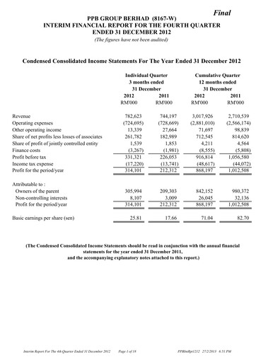 Thumbnail PPB Group Berhad Quarterly Report 2012-q4