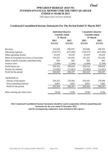 Thumbnail PPB Group Berhad Quarterly Report 2013-q1