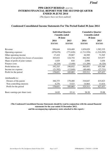 Thumbnail PPB Group Berhad Quarterly Report 2014-q2
