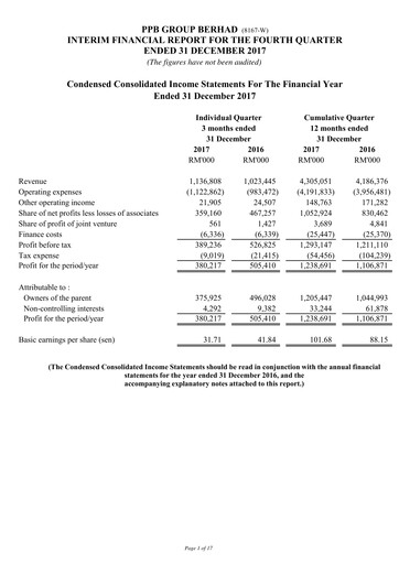 Thumbnail PPB Group Berhad Quarterly Report 2017-q4