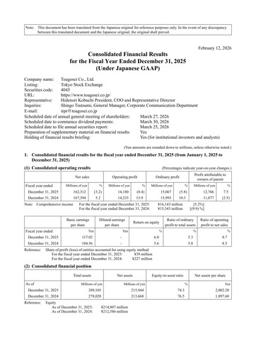 Thumbnail Toagosei Financial Report 2025