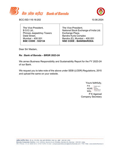 Vorschaubild Bank of Baroda
 ESG-Bericht 2023-2024