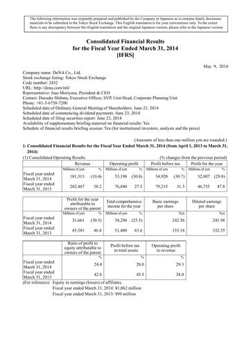 Thumbnail DeNA Financial Statement fy2013