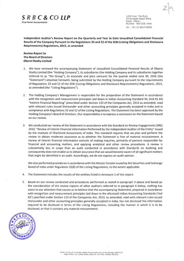 Thumbnail Oberoi Realty
 Quarterly Report 2026-q1