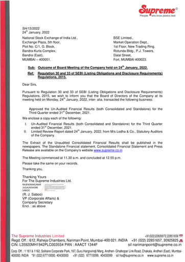 Thumbnail Supreme Industries
 Quarterly Report 2021-q3