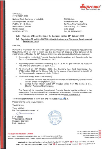 Thumbnail Supreme Industries
 Quarterly Report 2022-q2