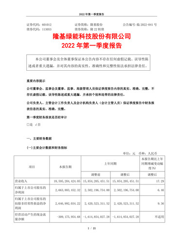 Thumbnail LONGi Green Energy Technology Quarterly Report 2022-q1