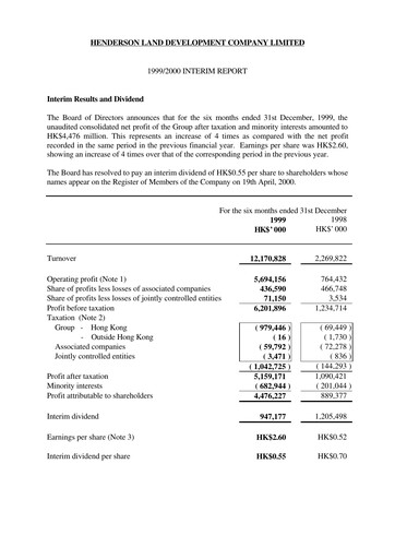 Thumbnail Henderson Land Development
 Half-year Report 1999-2000