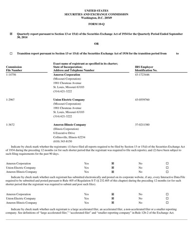 Thumbnail Ameren
 Quarterly Report 2014-q3