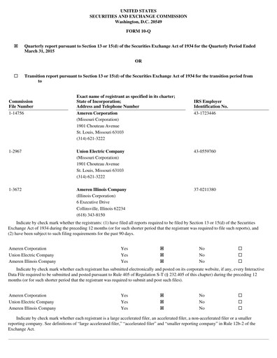 Thumbnail Ameren
 Quarterly Report 2015-q1