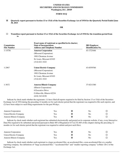 Thumbnail Ameren
 Quarterly Report 2015-q2