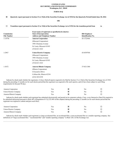 Thumbnail Ameren
 Quarterly Report 2016-q2