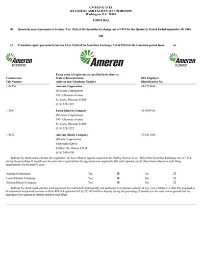 Thumbnail Ameren
 Quarterly Report 2016-q3