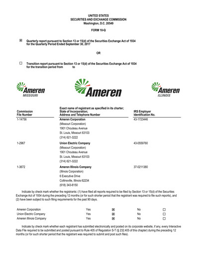 Thumbnail Ameren
 Quarterly Report 2017-q3