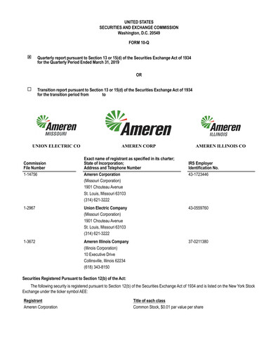 Thumbnail Ameren
 Quarterly Report 2019-q1