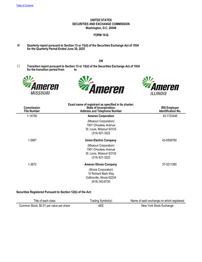 Thumbnail Ameren
 Quarterly Report 2025-q2