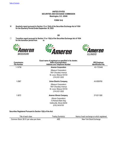 Thumbnail Ameren
 Quarterly Report 2025-q3