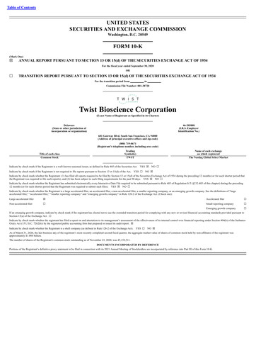 Thumbnail Twist Bioscience
 Annual Report 2020