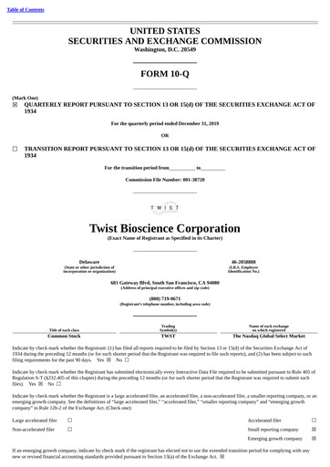 Thumbnail Twist Bioscience
 Quarterly Report 2020-q1