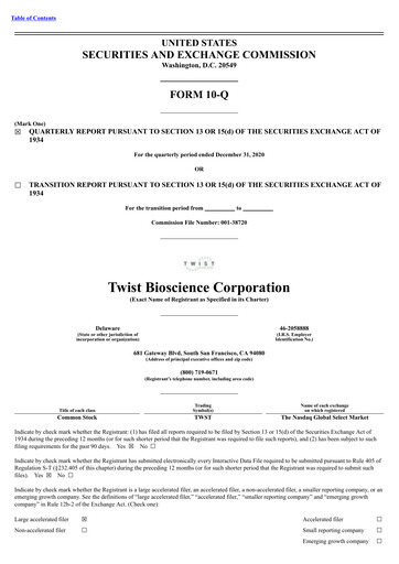 Thumbnail Twist Bioscience
 Quarterly Report 2021-q1