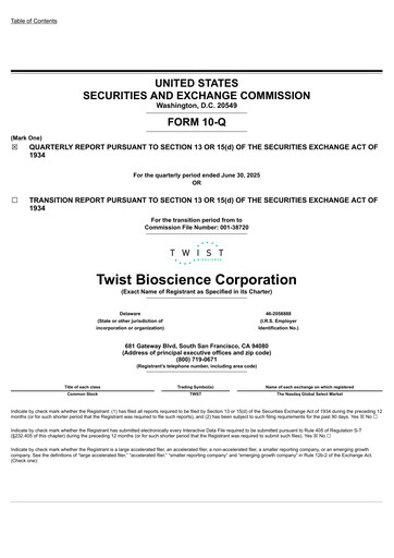 Thumbnail Twist Bioscience
 Quarterly Report 2025-q3
