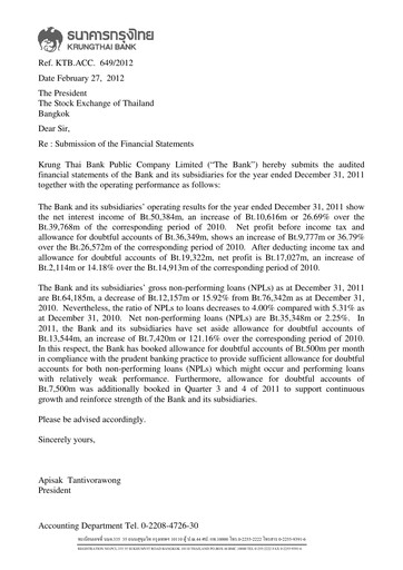 Thumbnail Krung Thai Bank Financial Statement 2011