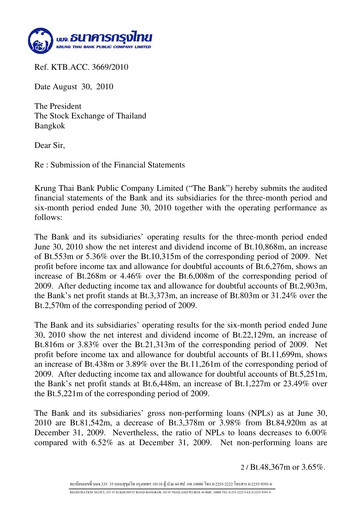 Thumbnail Krung Thai Bank Quarterly Report 2010-q2
