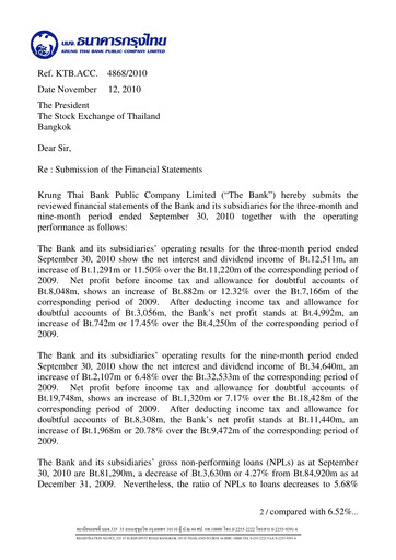 Thumbnail Krung Thai Bank Quarterly Report 2010-q3