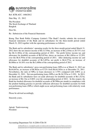 Thumbnail Krung Thai Bank Quarterly Report 2012-q1