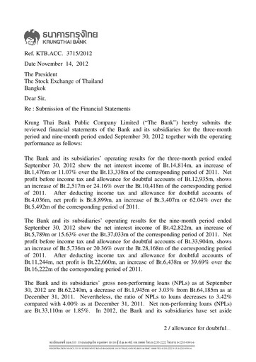 Thumbnail Krung Thai Bank Quarterly Report 2012-q3