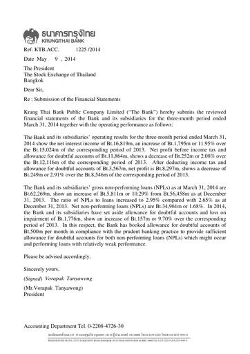 Thumbnail Krung Thai Bank Quarterly Report 2014-q1